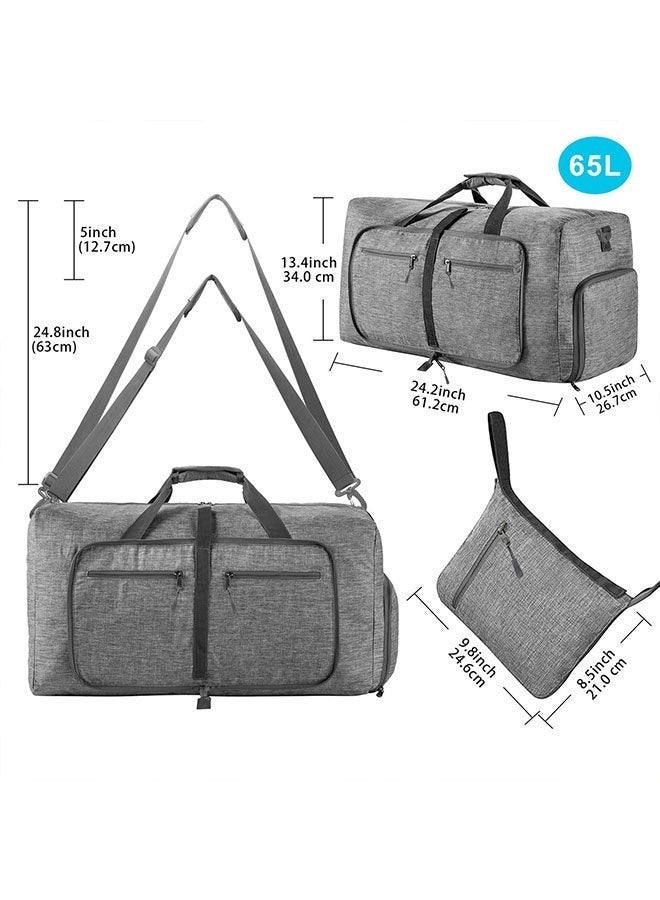 WINEENEE 65L Foldable Travel Duffle Bag with Shoe Compartment – Waterproof Lightweight Gym & Sports Bag - Image 4